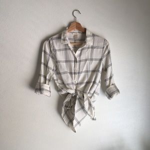 Black and White Plaid Lightweight Flannel